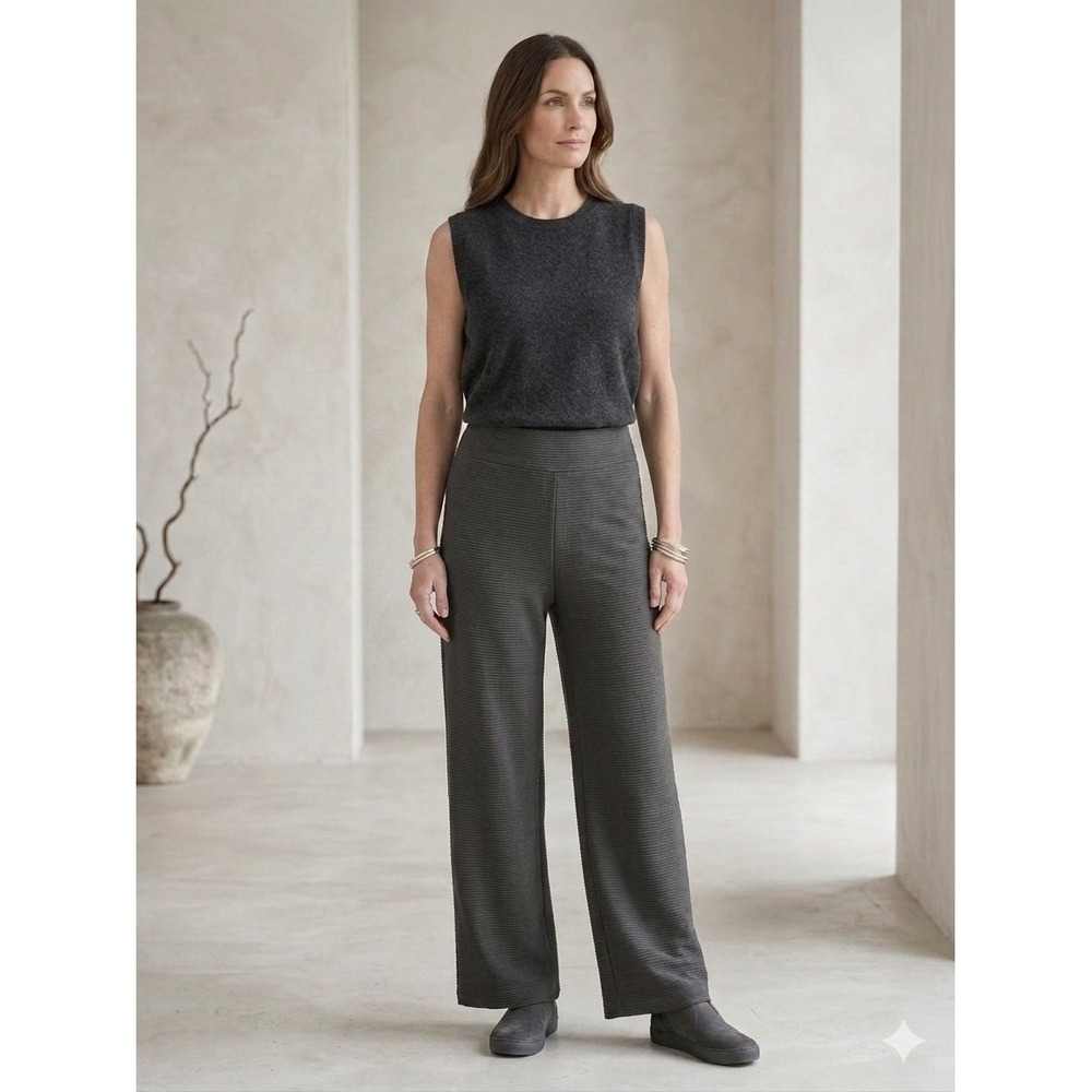 Travelers by Chicos olive Ribbed Wide Leg Pants Size 2 Regular Pull On Trousers